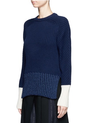Front View - Click To Enlarge - CÉDRIC CHARLIER - Lurex hem chunky knit sweater