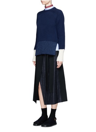 Figure View - Click To Enlarge - CÉDRIC CHARLIER - Lurex hem chunky knit sweater