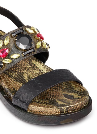 Detail View - Click To Enlarge - ASH - ''Stone' crystal embellished leather slingback sandals