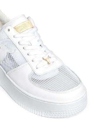 Detail View - Click To Enlarge - 90293 - 'Racemesh' logo leather platform sneakers