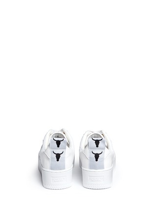 Back View - Click To Enlarge - 90293 - 'Racemesh' logo leather platform sneakers