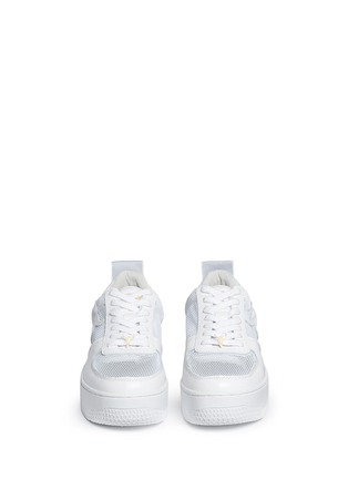 Front View - Click To Enlarge - 90293 - 'Racemesh' logo leather platform sneakers