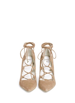 Front View - Click To Enlarge - 90293 - 'Messy' lace-up suede pumps
