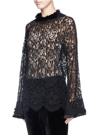 Front View - Click To Enlarge - TOGA ARCHIVES - Floral lace bell sleeve top