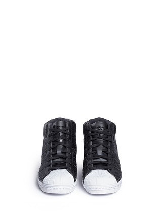 Front View - Click To Enlarge - ADIDAS - 'Superstar Up' sequin high top sneakers