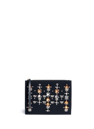 Main View - Click To Enlarge - MARNI - Crystal appliqué bonded crepe leather pouch