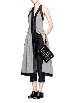 Figure View - Click To Enlarge - MARNI - Crystal appliqué bonded crepe leather pouch