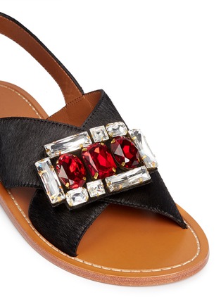 Detail View - Click To Enlarge - MARNI - Jewelled ponyhair slingback sandals
