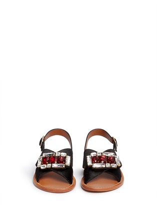 Front View - Click To Enlarge - MARNI - Jewelled ponyhair slingback sandals