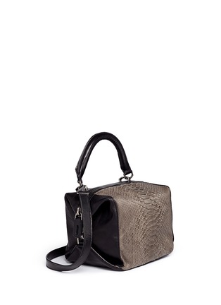 Front View - Click To Enlarge - BOYY - 'Mini Martin Cube' python leather panel bag