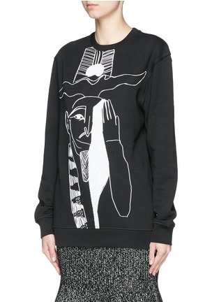 Front View - Click To Enlarge - MC Q - Sequin abstract Egyptian pattern sweatshirt