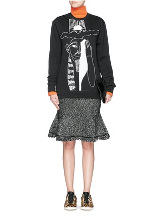 Figure View - Click To Enlarge - MC Q - Sequin abstract Egyptian pattern sweatshirt
