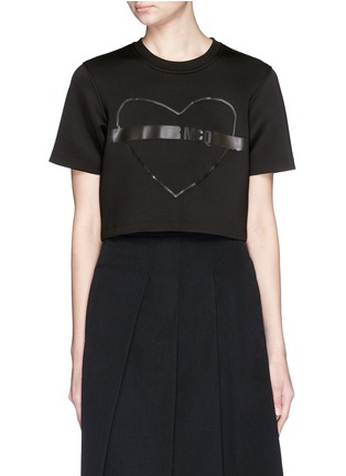 Main View - Click To Enlarge - MC Q - Debossed logo heart cropped neoprene T-shirt