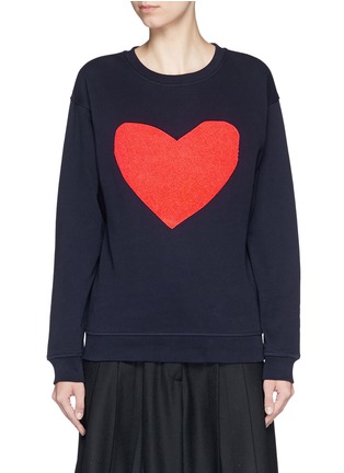 Main View - Click To Enlarge - MC Q - Heart bouclé appliqué sweatshirt