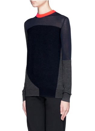 Front View - Click To Enlarge - MC Q - Colourblock wool-cotton blend sweater