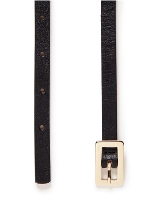 Detail View - Click To Enlarge - MAISON BOINET - Rhinestone plate leather skinny belt