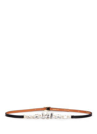 Main View - Click To Enlarge - MAISON BOINET - Rhinestone plate leather skinny belt