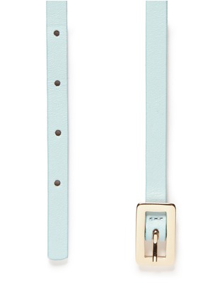 Detail View - Click To Enlarge - MAISON BOINET - Rhinestone plate leather skinny belt