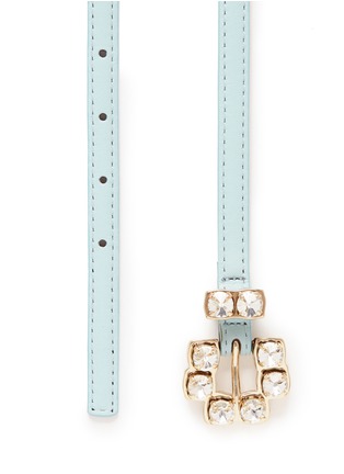 Detail View - Click To Enlarge - MAISON BOINET - Rhinestone buckle nappa leather skinny belt