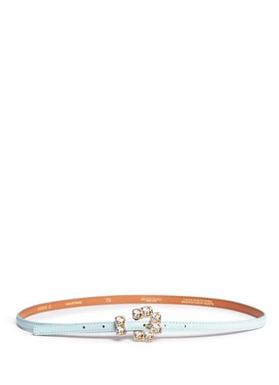 Main View - Click To Enlarge - MAISON BOINET - Rhinestone buckle nappa leather skinny belt