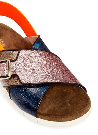Detail View - Click To Enlarge - MSGM - Glitter cross strap slingback sandals