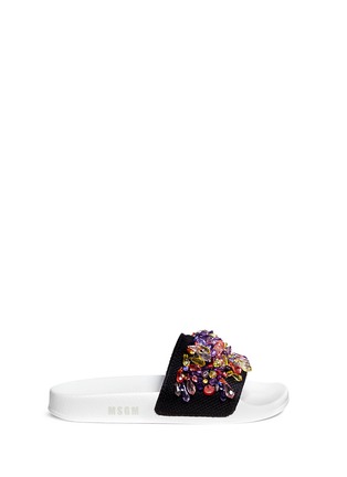 Main View - Click To Enlarge - MSGM - Jewelled mesh slide sandals