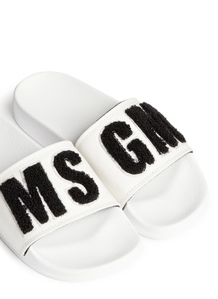 Detail View - Click To Enlarge - MSGM - Towel logo canvas slide sandals