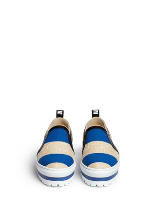 Figure View - Click To Enlarge - MSGM - Lace rubber stripe flatform skate slip-ons