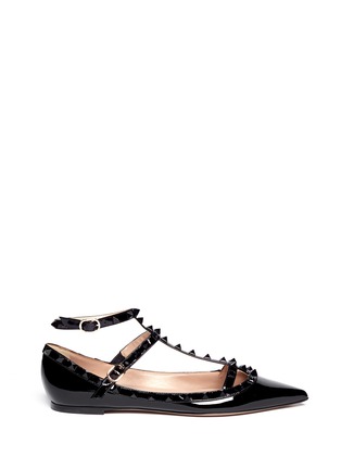 Main View - Click To Enlarge - VALENTINO GARAVANI - Rockstud caged patent leather flats