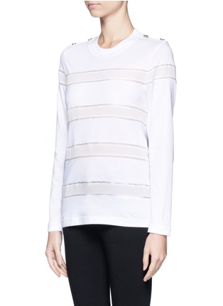 Front View - Click To Enlarge - CHLOÉ - Striped-panel cotton-silk top