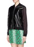 Front View - Click To Enlarge - SANDRO - Perforated sleeve bomber jacket
