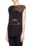 Front View - Click To Enlarge - HELMUT LANG - Sheer insert cap sleeve T-shirt