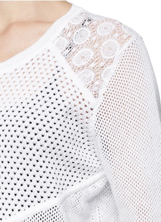 Detail View - Click To Enlarge - SANDRO - 'Sorbet' lace shoulder eyelet knit sweater