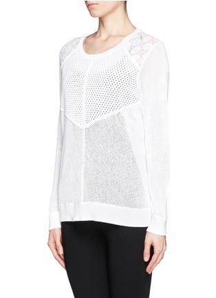 Front View - Click To Enlarge - SANDRO - 'Sorbet' lace shoulder eyelet knit sweater