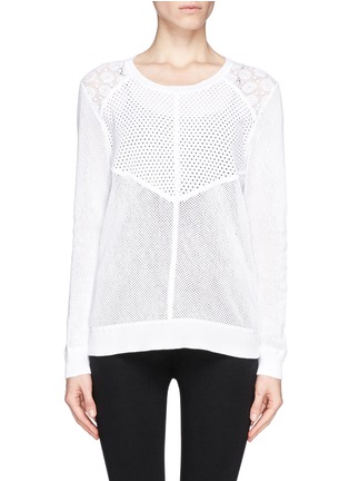 Main View - Click To Enlarge - SANDRO - 'Sorbet' lace shoulder eyelet knit sweater