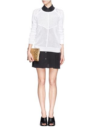 Figure View - Click To Enlarge - SANDRO - 'Sorbet' lace shoulder eyelet knit sweater