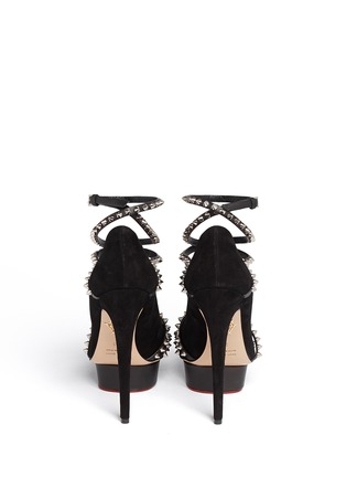 Back View - Click To Enlarge - CHARLOTTE OLYMPIA - 'Angry Portia' stud suede platform pumps