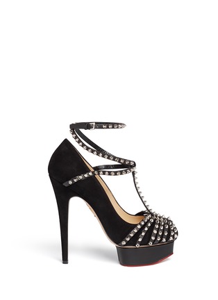 Main View - Click To Enlarge - CHARLOTTE OLYMPIA - 'Angry Portia' stud suede platform pumps