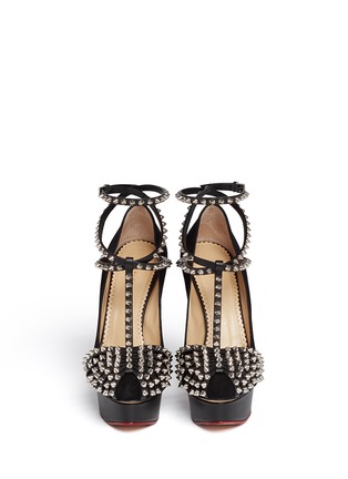 Figure View - Click To Enlarge - CHARLOTTE OLYMPIA - 'Angry Portia' stud suede platform pumps