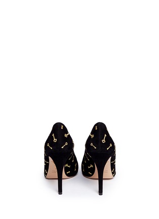 Back View - Click To Enlarge - CHARLOTTE OLYMPIA - 'Lock Down' metal toecap suede pumps