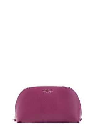 Main View - Click To Enlarge - SMYTHSON - 'Panama' cross grain leather cosmetics case - Dark Berry