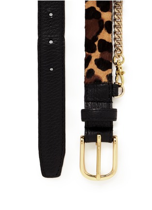 Detail View - Click To Enlarge - OVADIA AND SONS - Leopard print pony hair chain leather belt