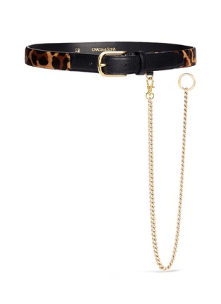 Main View - Click To Enlarge - OVADIA AND SONS - Leopard print pony hair chain leather belt