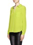 Front View - Click To Enlarge - DIANE VON FURSTENBERG - Stripe trimmed long-sleeve button-down blouse