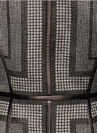 Detail View - Click To Enlarge - DIANE VON FURSTENBERG - Leather trim V-cut hem tweed zip up jacket