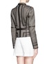 Back View - Click To Enlarge - DIANE VON FURSTENBERG - Leather trim V-cut hem tweed zip up jacket