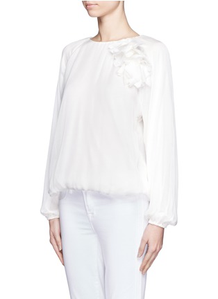 Front View - Click To Enlarge - LANVIN - Floral elasticated silk top