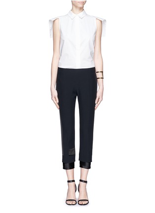 Detail View - Click To Enlarge - ALEXANDER MCQUEEN - Silk trim layered cuff cropped pants