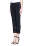 Front View - Click To Enlarge - ALEXANDER MCQUEEN - Silk trim layered cuff cropped pants