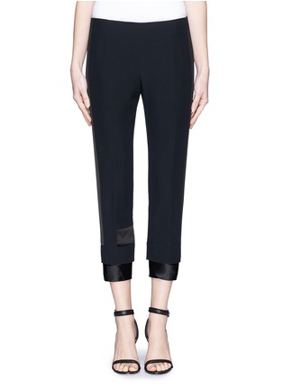 Main View - Click To Enlarge - ALEXANDER MCQUEEN - Silk trim layered cuff cropped pants